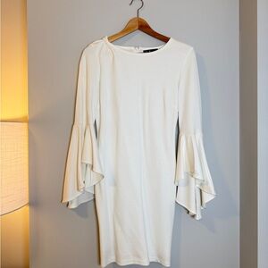 Lulu's Cream Long Sleeve Dress with Bell Sleeves
